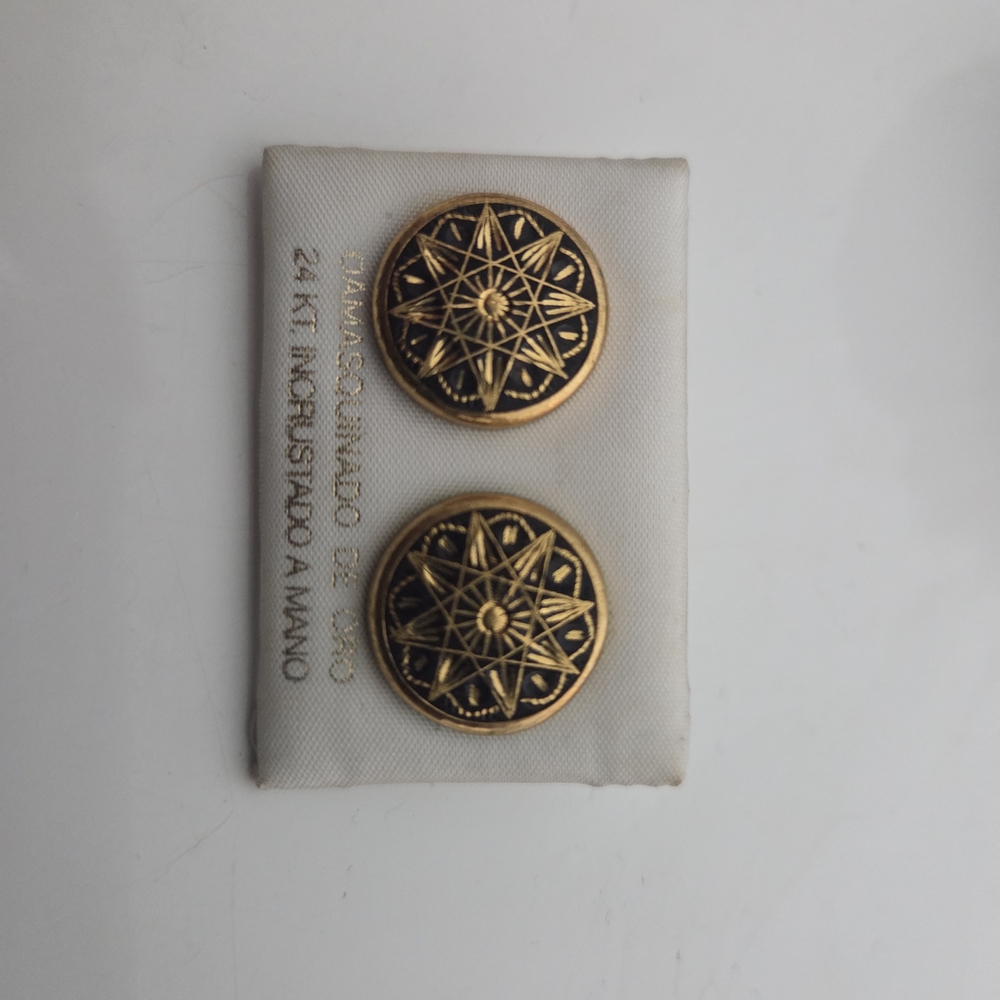 Gold Decorative Compass Star Button Pair